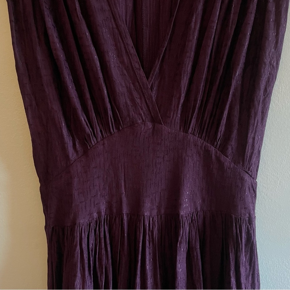 French Connection Plum Textured Drop Waist Sleeveless Dress - Size 6 Like New - Picture 6 of 16